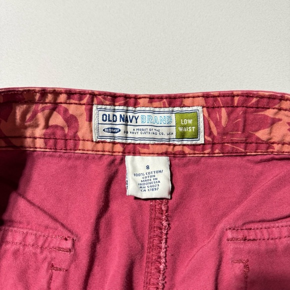 Old Navy Capri Pants Coral Twill Low Waist Vintage Crop Y2K 100% Cotton Sz 8 - Picture 6 of 8